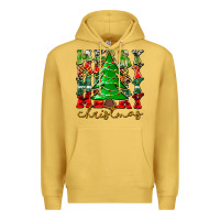 Antique Gold Merry Christmas Tree Premium Hoodie - CowhideDigitalArt