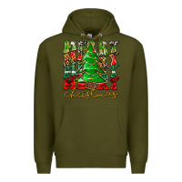 Army Green Merry Christmas Tree Premium Hoodie - CowhideDigitalArt