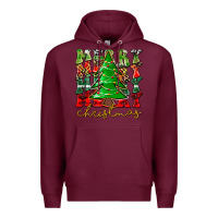 Burgundy Merry Christmas Tree Premium Hoodie - CowhideDigitalArt