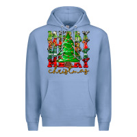 Colony Blue Merry Christmas Tree Premium Hoodie - CowhideDigitalArt