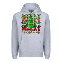 Heather Grey Merry Christmas Tree Premium Hoodie - CowhideDigitalArt