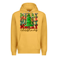 Mustard Merry Christmas Tree Premium Hoodie - CowhideDigitalArt