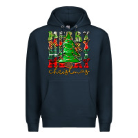 Navy Merry Christmas Tree Premium Hoodie - CowhideDigitalArt