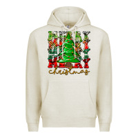 Oatmeal Heather Merry Christmas Tree Premium Hoodie - CowhideDigitalArt
