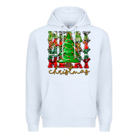 White Merry Christmas Tree Premium Hoodie - CowhideDigitalArt