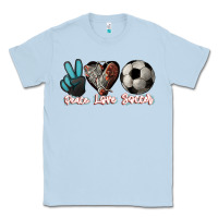 Dusty Blue Peace love Soccer Classic Tee - HowdyJamesFarm
