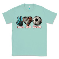 Seafoam Peace love Soccer Classic Tee - HowdyJamesFarm
