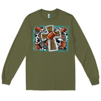 Army Green football cross aztec leopard background Long Sleeve Tee - RanaPortraitStore