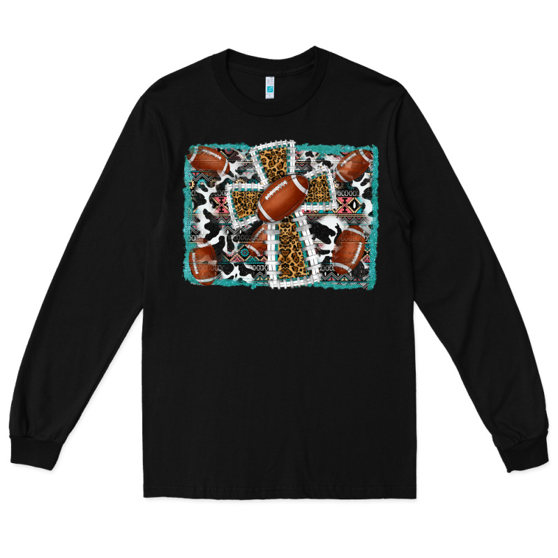 Football Cross Aztec Leopard Background Long Sleeve Tee by RanaPortraitStore | Teevron