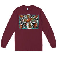 Burgundy football cross aztec leopard background Long Sleeve Tee - RanaPortraitStore