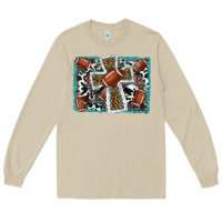 Mushroom football cross aztec leopard background Long Sleeve Tee - RanaPortraitStore