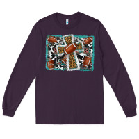 Plum football cross aztec leopard background Long Sleeve Tee - RanaPortraitStore