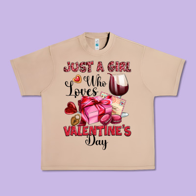 Just A Girl Who Loves Valentine's Day Urban Heavy Tee Designed By Oliviacreatesart