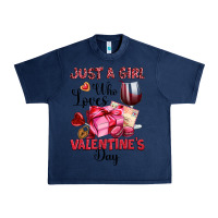 Navy just a girl who loves valentine's day Urban Heavy Tee - OliviaCreatesArt
