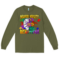Army Green Neurodiversity is beautiful Long Sleeve Tee - FaDigitalArtStudio