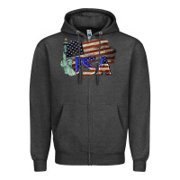 Charcoal Heather usa  statue of liberty Zipper Hoodie - BarkalooDesign