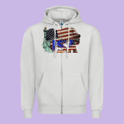 Usa  Statue Of Liberty Zipper Hoodie Designed By Barkaloodesign