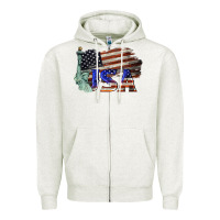 Oatmeal Heather usa  statue of liberty Zipper Hoodie - BarkalooDesign