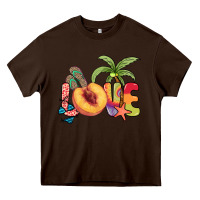 Chocolate Brown Love peach summer Heavy Core Tee - NancyCooperArtShop