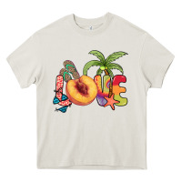 Cream Love peach summer Heavy Core Tee - NancyCooperArtShop