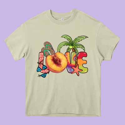 Love Peach Summer Heavy Core Tee Designed By Nancycooperartshop