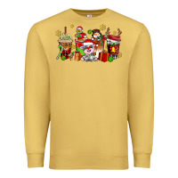 Antique Gold christmas cow coffee cups Premium Sweatshirt - AdoDesignShop