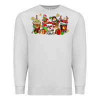 Dove Grey christmas cow coffee cups Premium Sweatshirt - AdoDesignShop