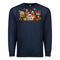 Navy christmas cow coffee cups Premium Sweatshirt - AdoDesignShop