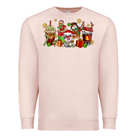 Pale Pink christmas cow coffee cups Premium Sweatshirt - AdoDesignShop