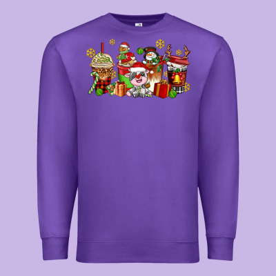 Christmas Cow Coffee Cups Premium Sweatshirt Designed By Adodesignshop