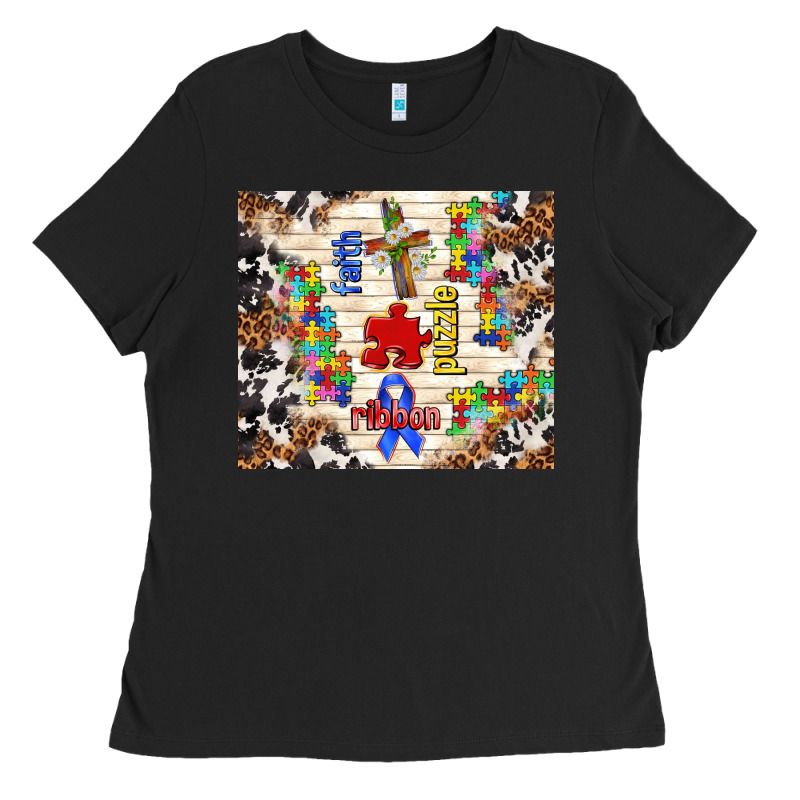 Faith Puzzle Ribbon Ladies Tee by TumblerDesignByShophia | Teevron