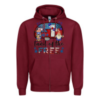 Burgundy land of the free caravan gnomies Zipper Hoodie - BarkalooDesign
