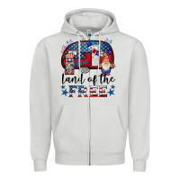 Dove Grey land of the free caravan gnomies Zipper Hoodie - BarkalooDesign