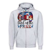 Heather Grey land of the free caravan gnomies Zipper Hoodie - BarkalooDesign