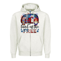 Oatmeal Heather land of the free caravan gnomies Zipper Hoodie - BarkalooDesign