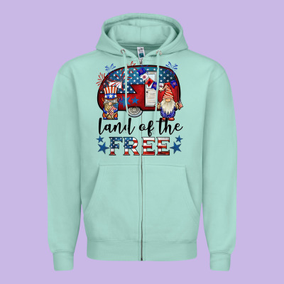 Land Of The Free Caravan Gnomies Zipper Hoodie Designed By Barkaloodesign