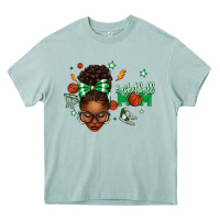 Arona Afro Messy Bun Full Face Basketball Mom Heavy Core Tee - texasbilliewilder