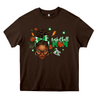 Chocolate Brown Afro Messy Bun Full Face Basketball Mom Heavy Core Tee - texasbilliewilder