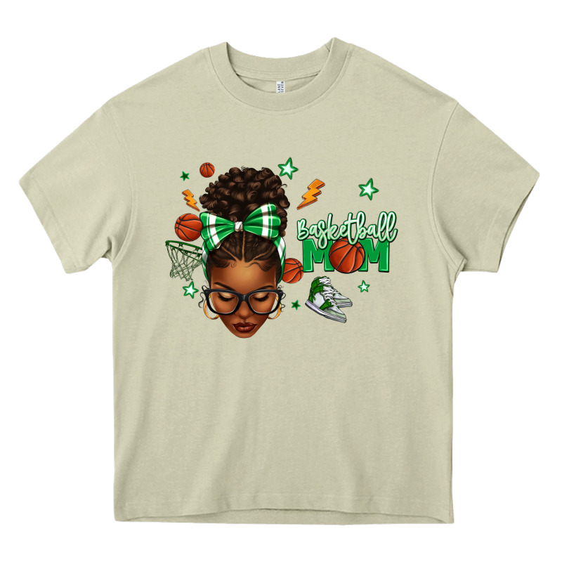 Afro Messy Bun Full Face Basketball Mom Heavy Core Tee by texasbilliewilder | Teevron