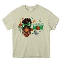 Mossy Afro Messy Bun Full Face Basketball Mom Heavy Core Tee - texasbilliewilder