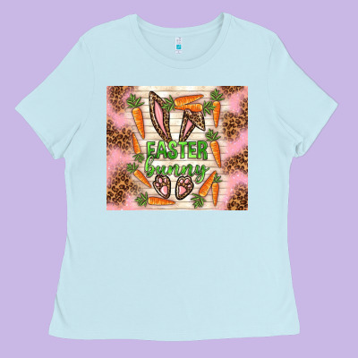 Easter Bunny With Carrots Ladies Tee Designed By Tumblerdesignbyshophia