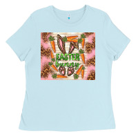 Baby Blue easter bunny with carrots Ladies Tee - TumblerDesignByShophia