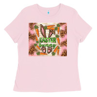 Bubblegum Pink easter bunny with carrots Ladies Tee - TumblerDesignByShophia