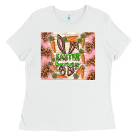 White easter bunny with carrots Ladies Tee - TumblerDesignByShophia