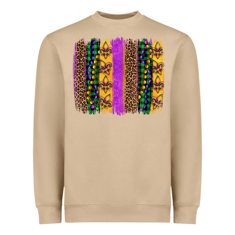 Mardi Gras Fleur De Lis And Beads Brush Stroke Heavyweight Sweatshirt by Artiststas | Teevron