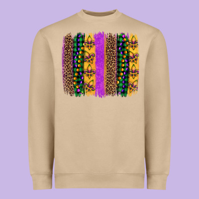 Mardi Gras Fleur De Lis And Beads Brush Stroke Heavyweight Sweatshirt Designed By Artiststas