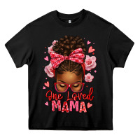Black one loved mama afro messy bun Heavy Core Tee - texasbilliewilder