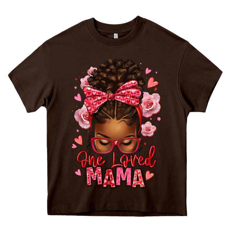 One Loved Mama Afro Messy Bun Heavy Core Tee by texasbilliewilder | Teevron
