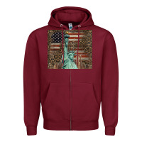 Burgundy statue of liberty tumbler Zipper Hoodie - BarkalooDesign