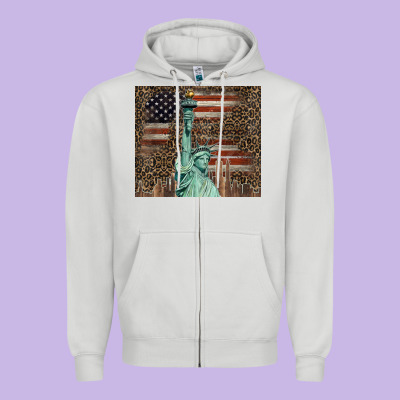 Statue Of Liberty Tumbler Zipper Hoodie Designed By Barkaloodesign